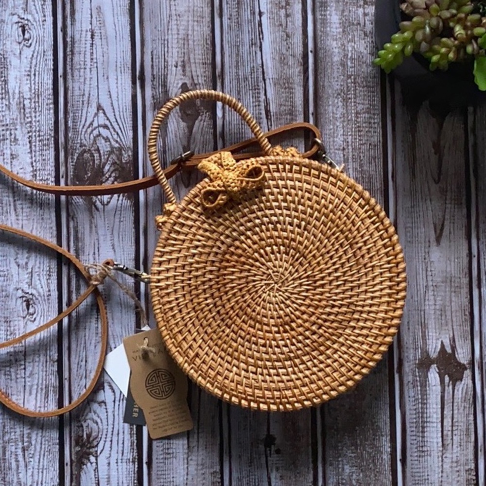 Handcrafted in Vietnam Rattan Circle Bag